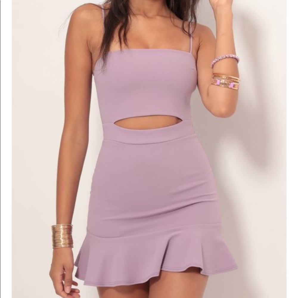 Lucy in the sky - Reilly Cutout Ruffle Dress in Lavender (size: xs)